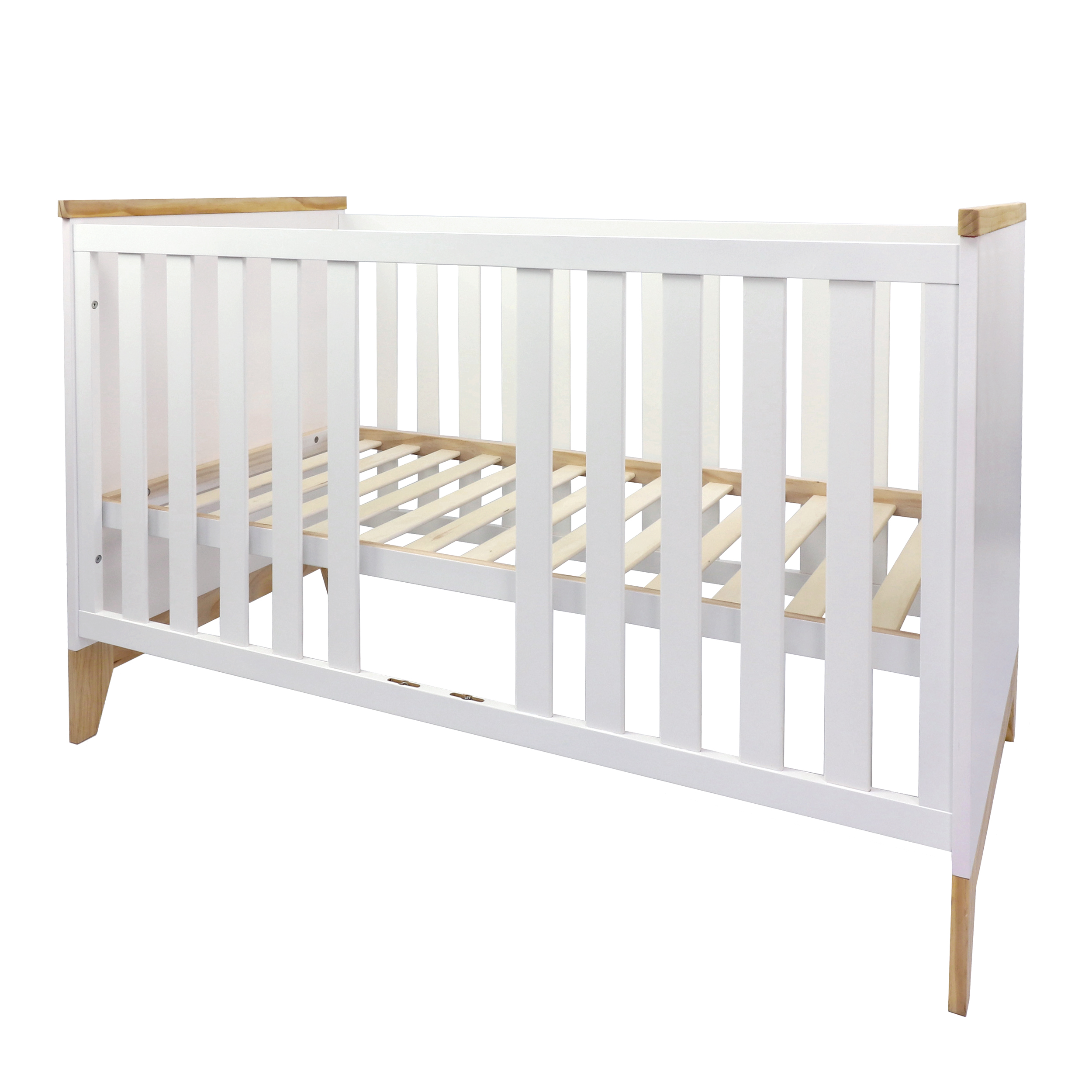 Babybett/Kinderbett Ida 70x140 höhenverstellbar, mit Lattenrost, weiß, Holz