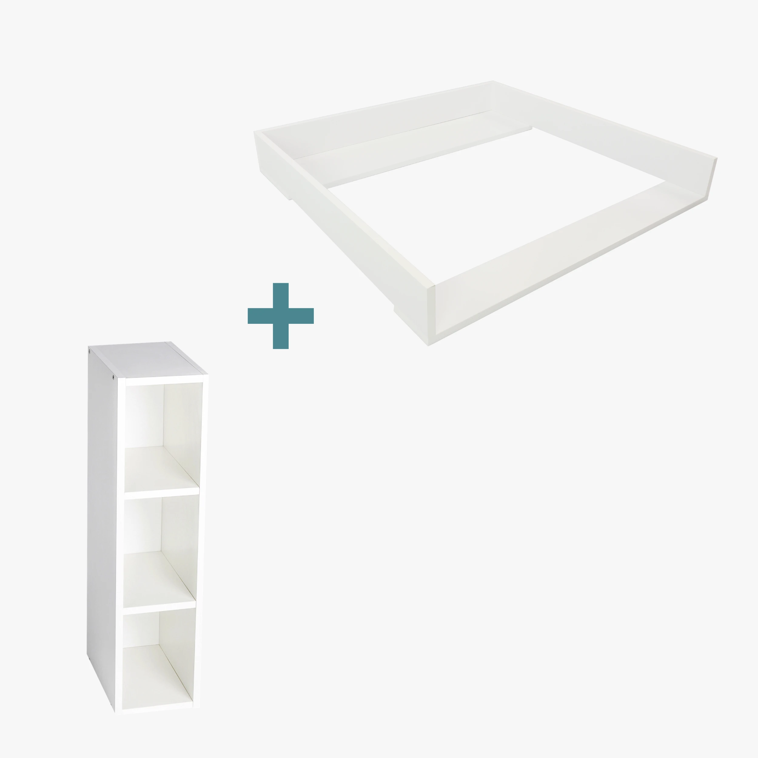 Wickelaufsatz Espen mit Stauraumregal Max für IKEA Malm 4 Schubladen | weiss