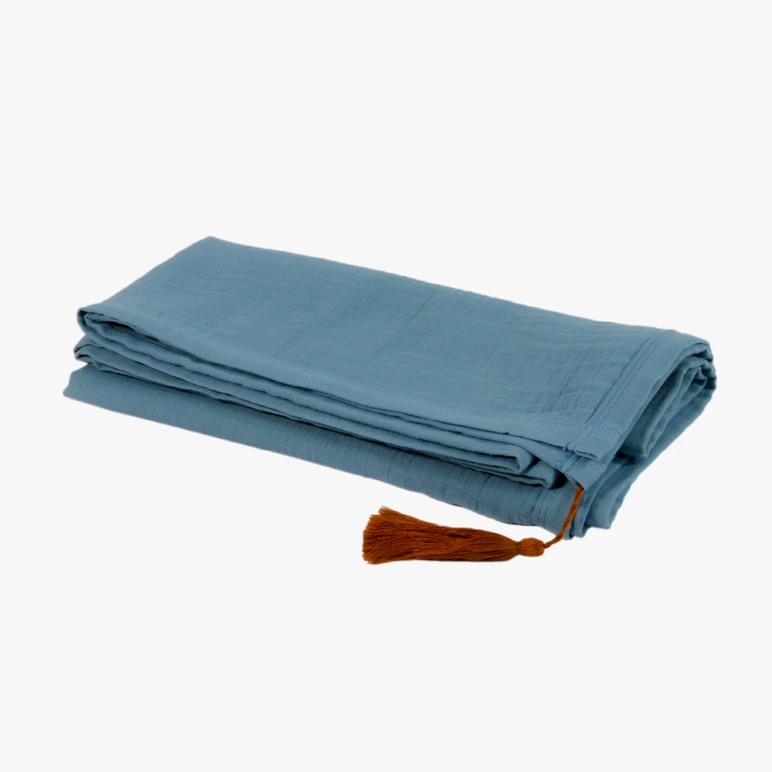 Musselin-Kinderdecke Astrid in Petrol, 120x120 cm