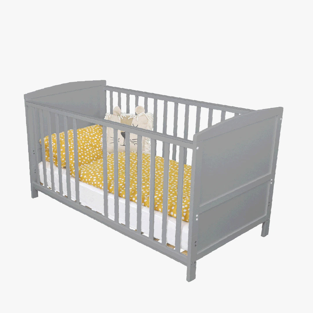 Puckdaddy - Babybett im grauen Wolkendesign, 140x70cm