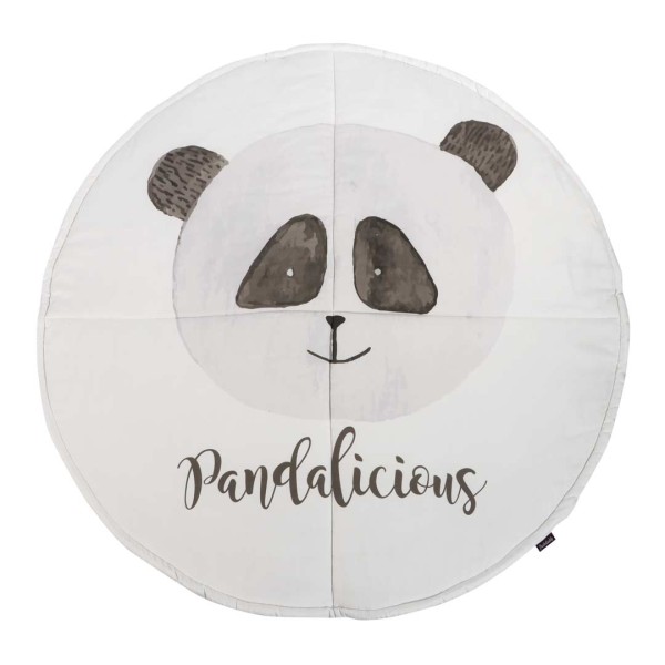 Vala play blanket, white/grey, panda 115 cm round