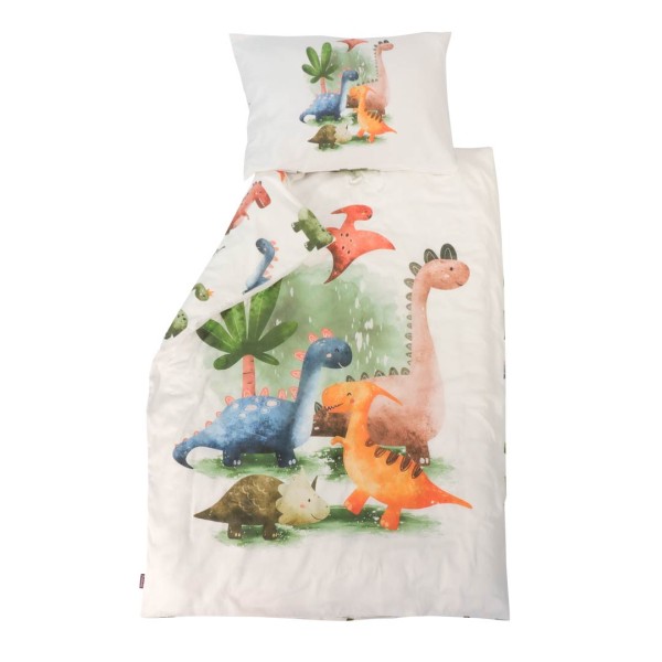 Tekla children&#039;s bed linen set, white, dino, 100x135cm