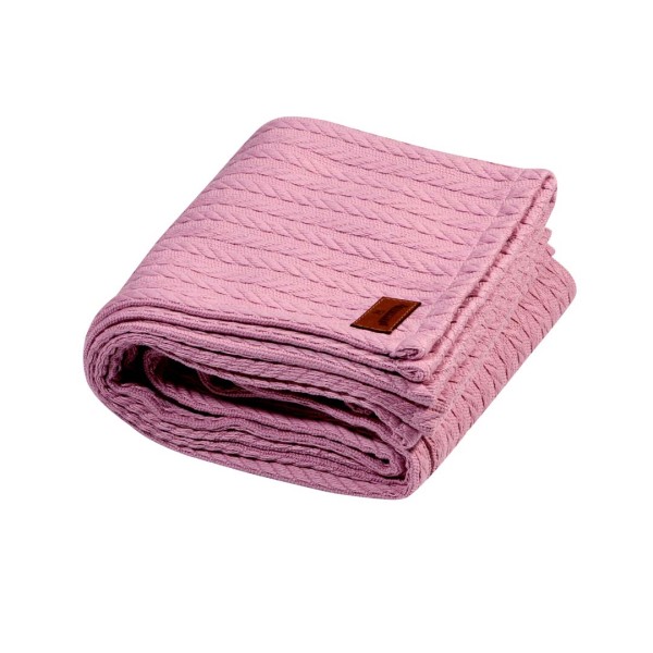 Knitted Blanket Aurora, old pink 72x100 cm Plait Pattern Blanket