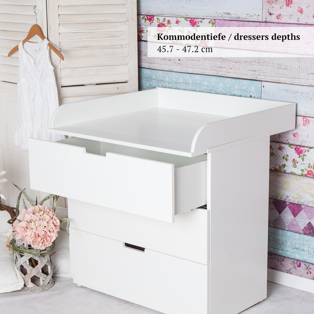 White Changing Unit Top With Wide Cover For Ikea Nordli Dresser