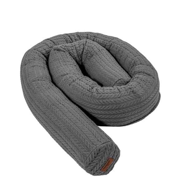 Nova bed roll in cable knit pattern, anthracite, changing surround, 208 cm